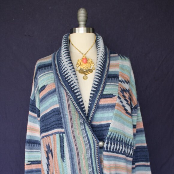 RALPH LAUREN POLO wrap serape blanket Aztec southwestern Cardigan Sweater RRL M - Picture 7 of 10